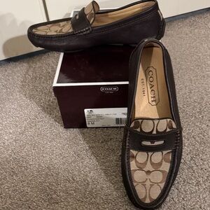 Coach Men's Dark Brown and Tan Loafers